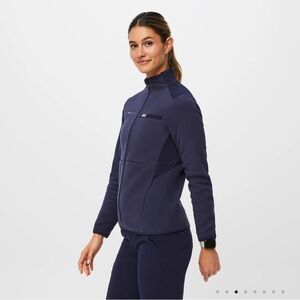 FIGS Fleece Scrub Sweater Navy Blue Medium